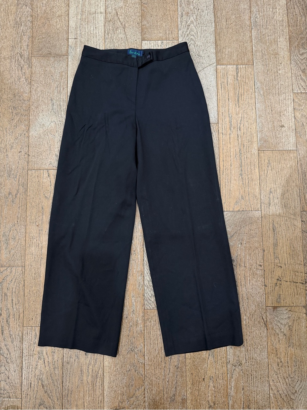Boden Navy Blue Wool Wide Leg Pants Womens Sz 12 Large Cropped Trousers Career